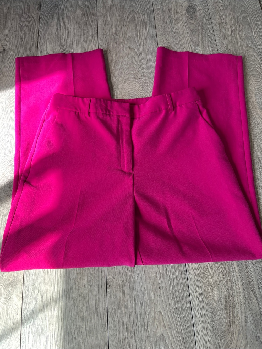 JOIE Pink Wide Straight Leg Trousers High Waisted Tailored Pants Size 12 - Picture 6 of 7